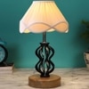 Giselle Vintage off-white Shade Table lamp with Wood & Iron Base