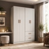 Ren 4 Door Engineered Wood Wardrobe in Silver Oak Finish