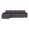 Apollo Fabric Sectional Sofa (Colour : Steel, Cushion : Hard, Back Type : Regular, Seating Capacity : Left Aligned 3 Seater + Left Aligned Chaise + Ottoman)