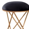 Classic Velvet Cross Metallic Stool in Black Color Set of 2