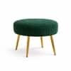 Doe Buck Luna Boucle Round Ottoman Stool in Green Colour with Gold Metal Legs