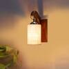 Devansh Solid Wood Electric Wall Light in Brown Colour with White Shade Count of 1 Light