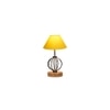 Thea Yellow cotton Table lamp with Wood & Iron Base