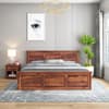 Stainfleld Solid Wood Queen  Size Bed Without Storage (Teak Finish)