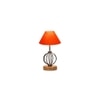 Kaia Orange cotton Table lamp with Wood & Iron Base