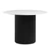 Velin Round Solid Mango Wood Pedestal Dining Table Black White