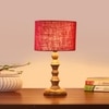 Devansh Maroon Jute Table Lamp With G Wood Natural Base -(7X7X15.5 Inches)-12