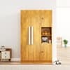 Hexa Red Wooden 4 Door Wardrobe with Hanging Space in Giant Wood Colour