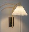 KIANIA Single Light Black and Brass Wall Fitting with White Shade