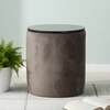 Wayne Solid Wood Ottoman Pouffee in Taupe Brown Velvet
