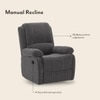 Lebowski Fabric One Seater Manual Recliner in Smoke Fabric Colour