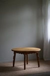 Brutalist Round Sofa Table in Oak by Henning Kjærnulf, Denmark, 1960s