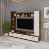 BLUEWUD Fenily Engineering Wood Floor Standing TV Entertainment Unit Set Top Box Stand/TV Cabinet with Shelves for Books & D�cor Display Unit Bed Living Room Upto 60 Inches (Brown Maple & Beige)