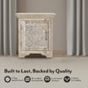 Anokhi Solid Wood Side Table in Rustic White Finish