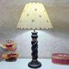 Leto Black & Gold Handmade Wooden Table in Rope design with a Handpainted Floral Design on Cotton Beige shade