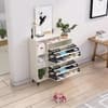 Hexa Red Engineered Wood Shoe Rack in Frosty White Colour