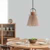 Liebe Shade Wood And Metal Hanging Pendant Light With Beige Cotton Shade