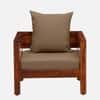 Rangrez Sheesham Wood 1 Seater Sofa in Honey Oak Finish with Beige Cushion