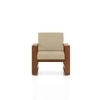 Moreno 1 Seater Solid Wood Sofa in Amber Walnut Finish and Almond Beige Fabric