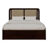 Lotus Solid Wood King  Size Upholstered Bed With Drawer Storage (Walnut Finish)