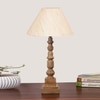 Devansh Off White Cotton Table Lamp With  Wood Natural Base (10X10X21 Inches)-27