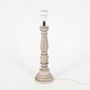 Hatton hand crafted Solid wood distress white finish table lamp With Maroon Cotton Shade