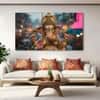 The Castle Decor Lord Ganesha Wall Painting Wooden Framed 27x48 Inch (Style 18)