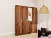 Julian Elegance Bedroom Set – Queen Bed, 4-Door Wardrobe with Mirror & Bedside Table in Walnut Finish – Engineered Wood