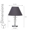 Viso Chrome Finish Metal And Clear Crystal Glass Table Lamp With Black Cotton Shade