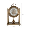 Vintage Mantel Clock Gold Metal Finish Roman Numerals Exposed Gears and Pendulum