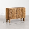 Cayene Solid Mango Wood Sideboard with 2 Door Handcarved in Natural Finish