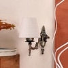 Devansh Metal Electric Wall Light in Antique Gold Colour with White Shade Count of 1 Light
