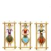 Desert Art Metal Handpainted Lady Musician Wall Hanging Set of 3 in Green Colour