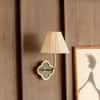 Clover Handicrafted Wall Lamp in Polished gold and K green and off white pleated Colour