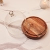 Ireka Homes Sweet Haven Acacia Wood Cake Stand with Glass Dome