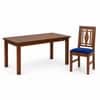 Globally Indian Ananta Solid Sheesham Wood 6 Seater Dining Table Set 6 Chairs Navy Blue