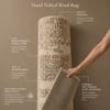 Distressed Traditional Ivory Brown Wool Silk Hand Tufted Area Rug 4x6