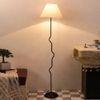 Raina White Natural Fiber Floor Lamp with Black Iron Base