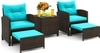 Carry Bird Wicker Patio Furniture Outdoor Balcony Chairs In Brown And Sky Blue Colour