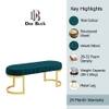 Doe Buck Upholstered Oval Bench in Teal Colour with Gold Loop Legs