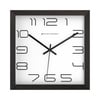 Spaces Unhooked Square Wooden Wall Clock, Black Frame, White Dial with Modern Outline Numerals