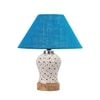 Devansh Conical Turquoise Jute Shade Lamp With Wood & Mosaic Glass Base For Decoration/Office/Home/Gifting/Study For Decoration/Office/Home/Gifting/Study -(10X10X14.5) Inches -A