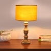 Devansh Yellow Cotton Table Lamp With  Wood Natural Base (7X17.5 Inches)-6