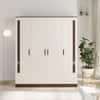 BLUEWUD Andrie Engineered Wood 4 Door Wardrobe/Clothes Storage Rack Organizer Almirah Cupboard with Hanger Rod Drawers and Shelves for Bedroom Home Furniture (Without Mirror, Wenge & White)