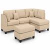Nova 3 Seater L Shaped Sectional Sofa Right Chaise and Ottoman Beige