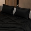 Stoa Paris Comforter Set Double Bed, 300TC Satin Double Bed Comforters in Midnight Black