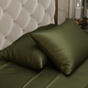 Stoa Paris Satin Pillow Covers,  Premium Plain Pillow Cover Set of 2, 68L x 45W cms - Olive Oasis
