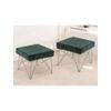 Asansol Sheesham Wood Accent Square Set of 2 Stools     in Green Cotton Velvet Upholstery