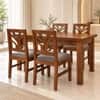 Globally Indian Vallari Solid Sheesham Wood 4 Seater Dining Table Set 4 Chairs Grey