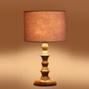 Devansh Grey Cotton Table Lamp With  Wood Natural Base (7X7X15.5 Inches)-7